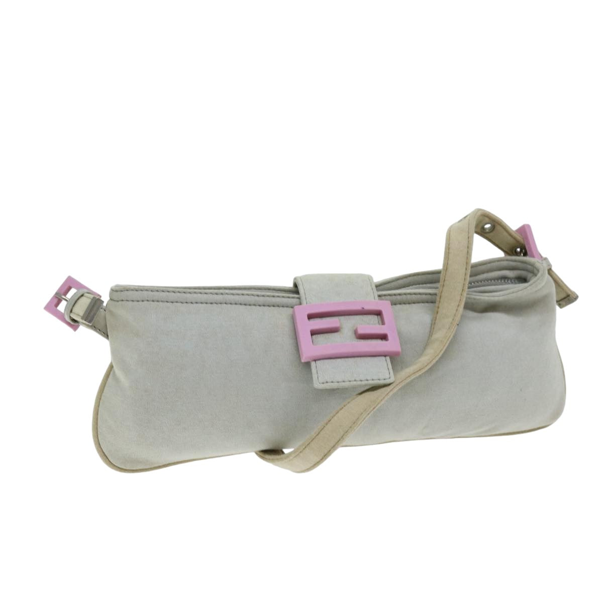 FENDI Mamma Baguette Shoulder Bag Cotton Graybs14545