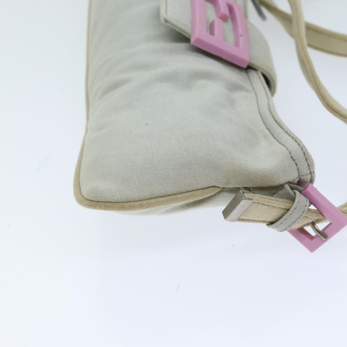 FENDI Mamma Baguette Shoulder Bag Cotton Graybs14545