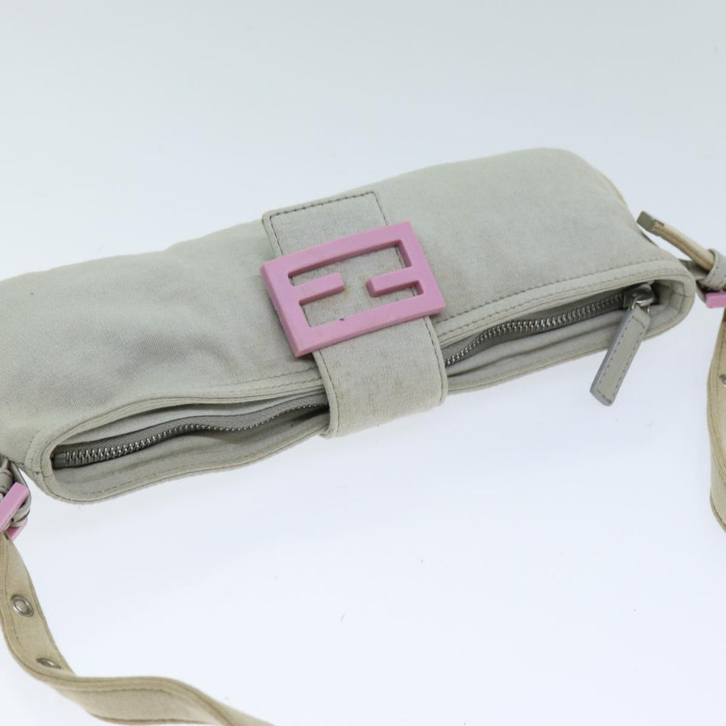 FENDI Mamma Baguette Shoulder Bag Cotton Graybs14545