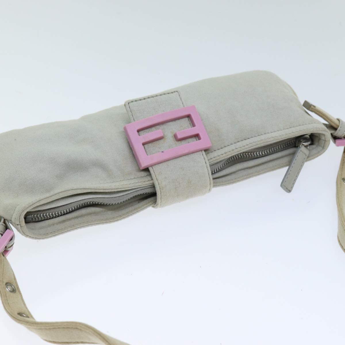 FENDI Mamma Baguette Shoulder Bag Cotton Graybs14545