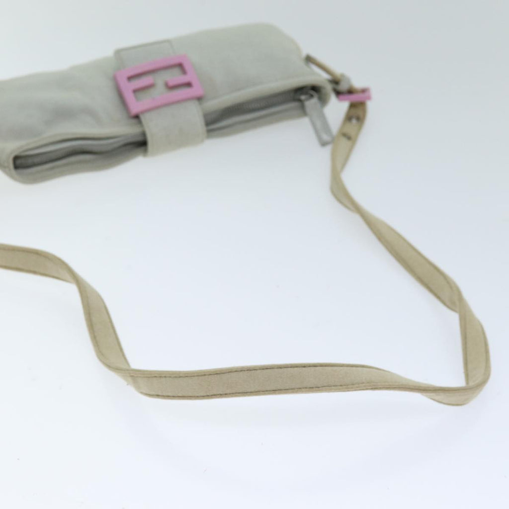 FENDI Mamma Baguette Shoulder Bag Cotton Graybs14545