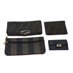 FENDI Zucca Canvas Pecan Canvas Key Case Wallet 4Set Black Brownbs14585