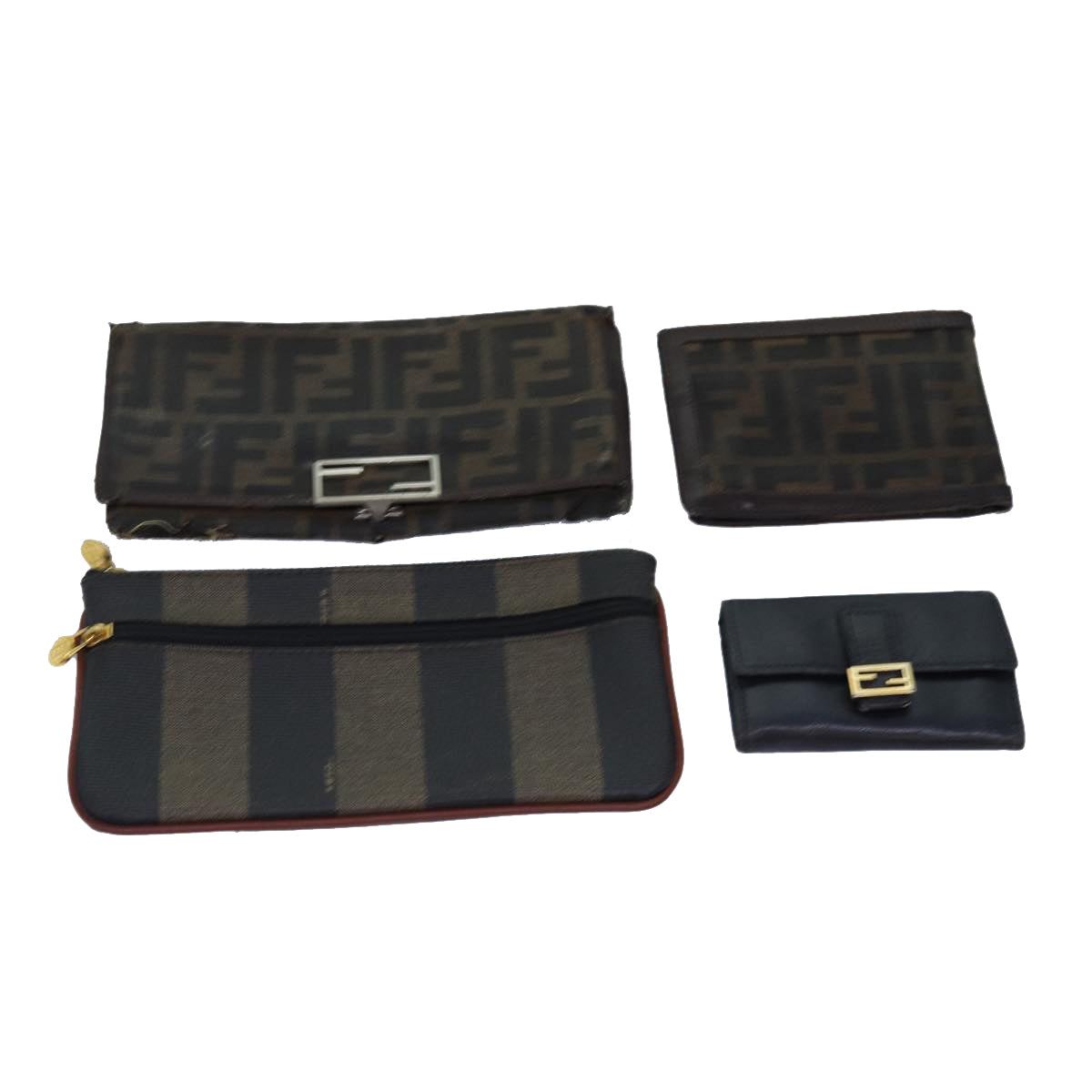 FENDI Zucca Canvas Pecan Canvas Key Case Wallet 4Set Black Brownbs14585