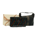 FENDI Zucchino Canvas Shoulder Bag Coated Canvas 3Set Black Beigebs14590