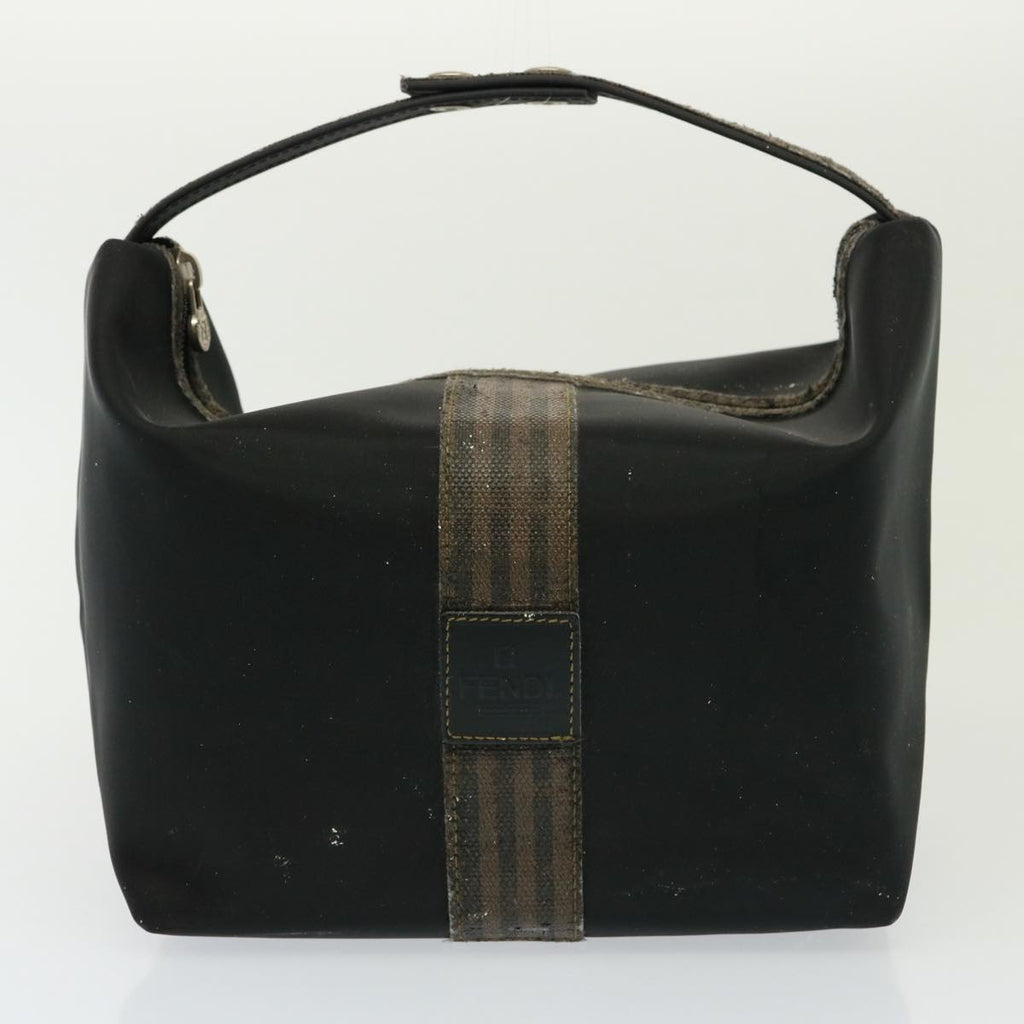 FENDI Zucchino Canvas Shoulder Bag Coated Canvas 3Set Black Beigebs14590