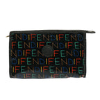 FENDI Zucchino Canvas Shoulder Bag Coated Canvas 3Set Black Beigebs14590