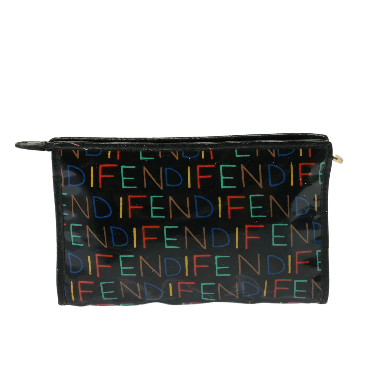 FENDI Zucchino Canvas Shoulder Bag Coated Canvas 3Set Black Beigebs14590