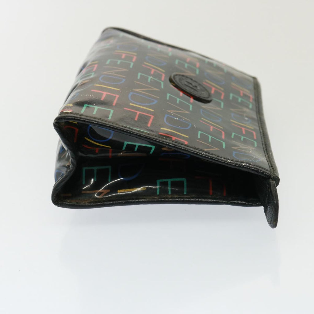 FENDI Zucchino Canvas Shoulder Bag Coated Canvas 3Set Black Beigebs14590