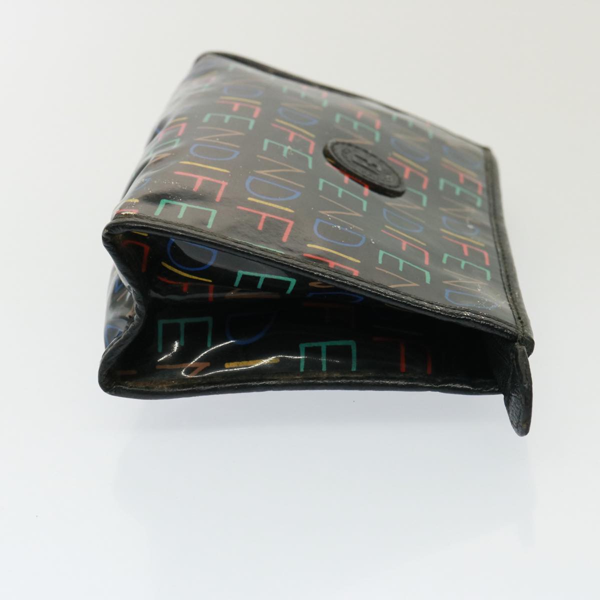 FENDI Zucchino Canvas Shoulder Bag Coated Canvas 3Set Black Beigebs14590