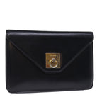 CELINE Clutch Bag Leather Black  14709