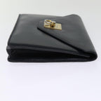 CELINE Clutch Bag Leather Black  14709
