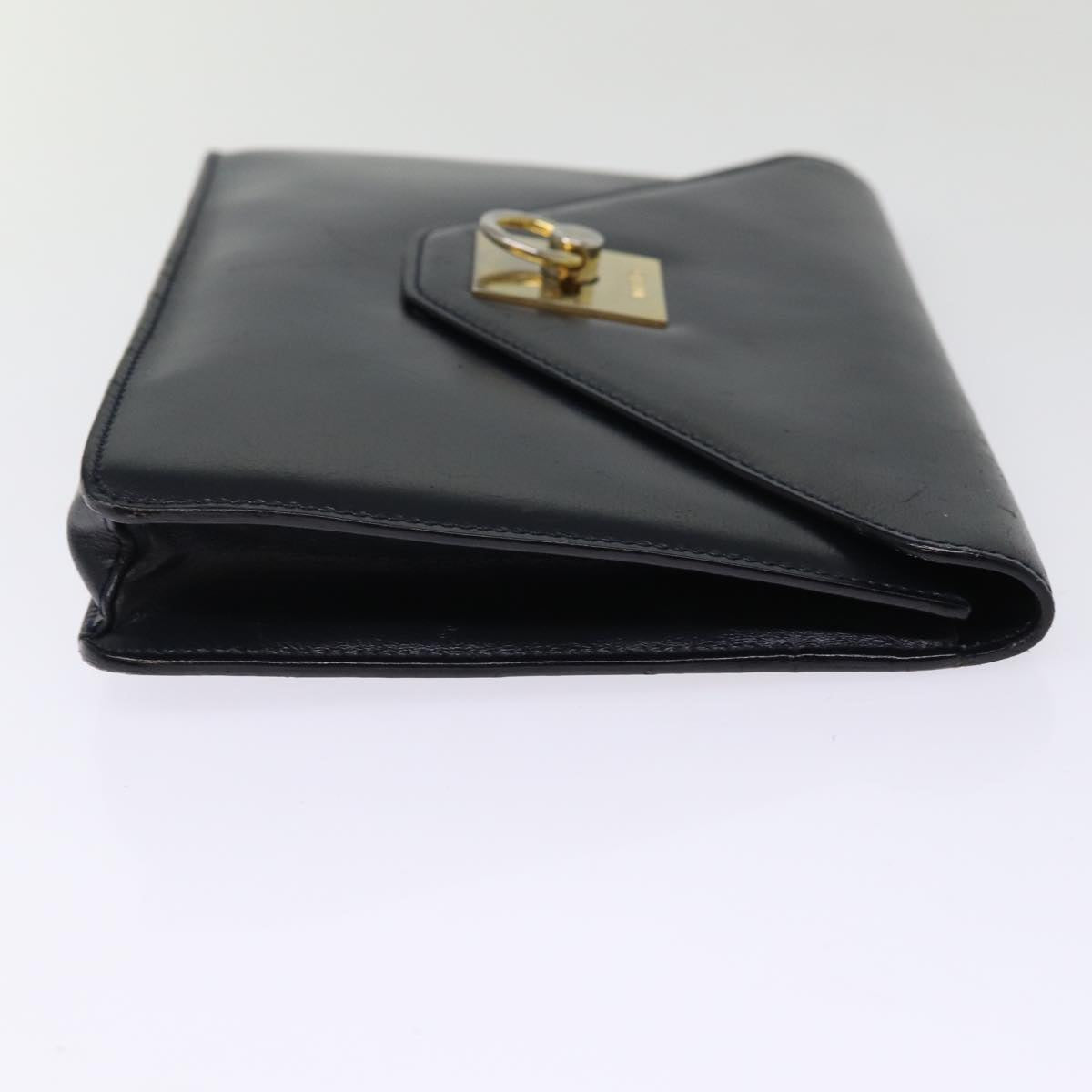 CELINE Clutch Bag Leather Black  14709