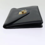CELINE Clutch Bag Leather Black  14709