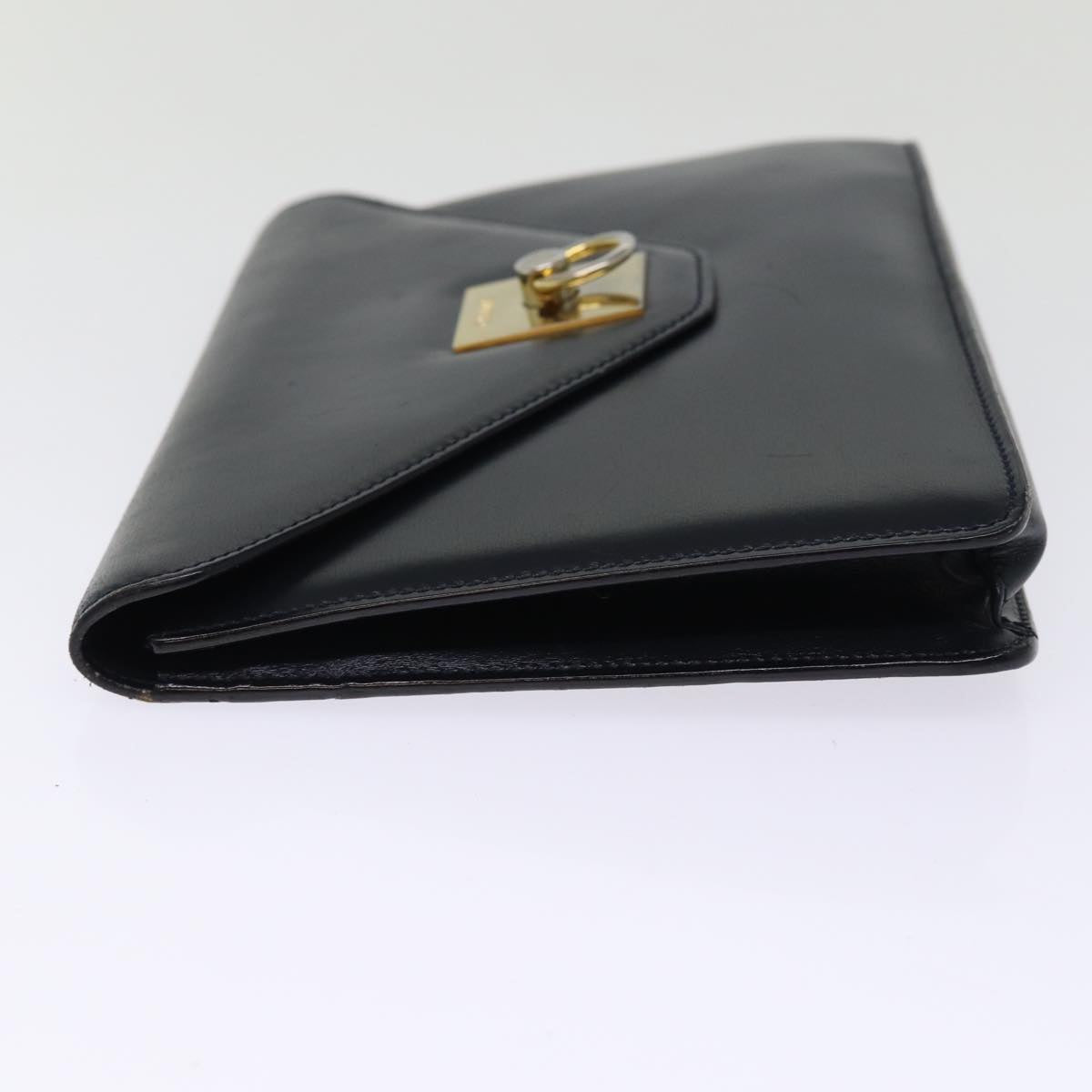 CELINE Clutch Bag Leather Black  14709