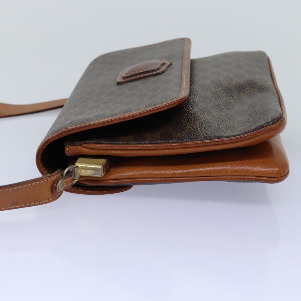 CELINE Macadam Canvas Shoulder Bag PVC Brown  14757