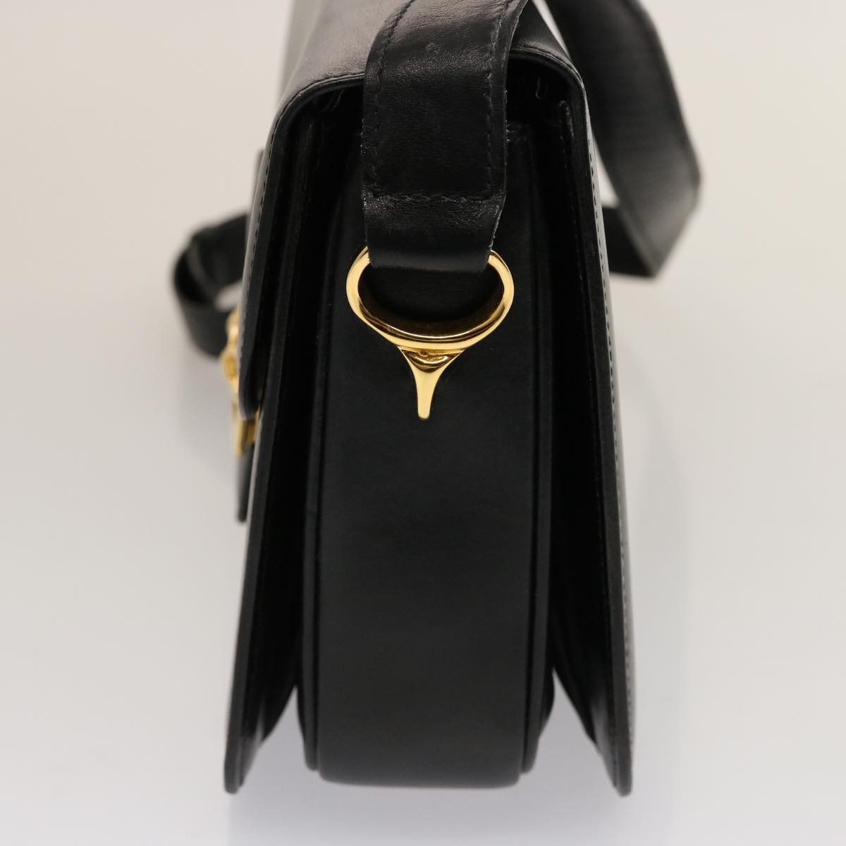 CELINE Horse Carriage Shoulder Bag Leather Black  14806