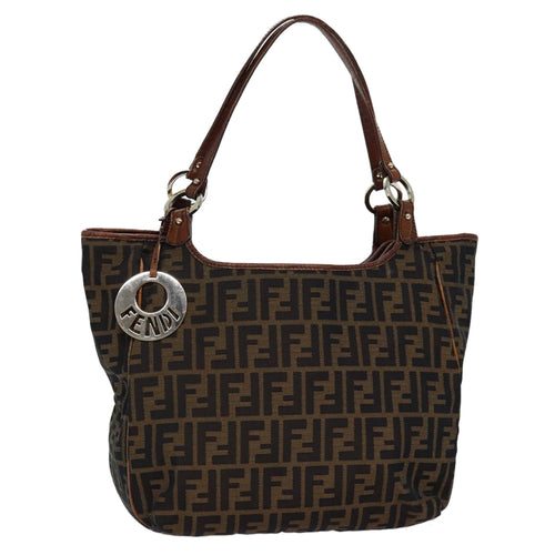 FENDI Zucca Canvas Tote Bag Black Brownbs14857