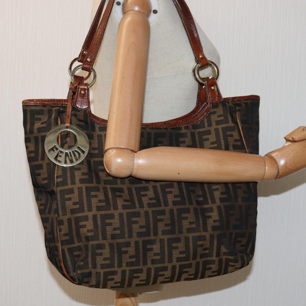 FENDI Zucca Canvas Tote Bag Black Brownbs14857