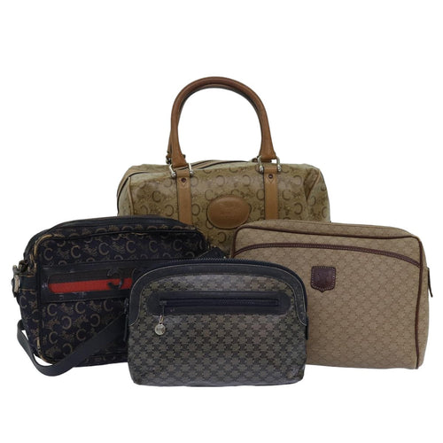 CELINE Macadam Canvas C Macadam Canvas Shoulder Bag 4Set Beige Navy  14874