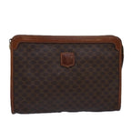 CELINE Macadam Canvas Clutch Bag PVC Brown Auth bs14884