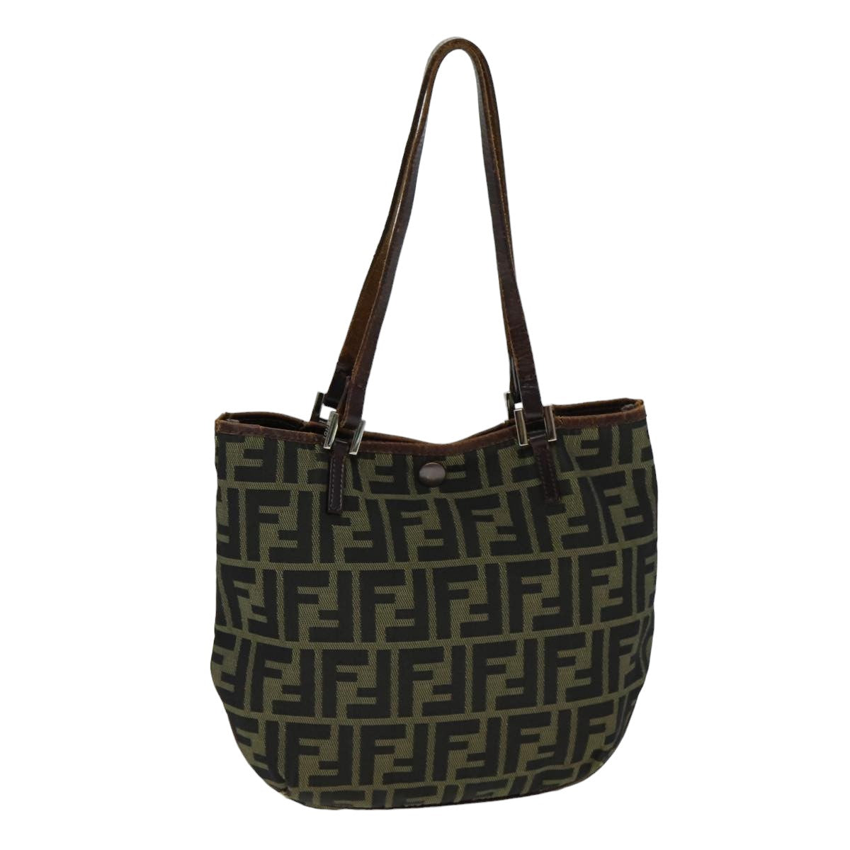 FENDI Zucca Canvas Hand Bag Black Brownbs14970