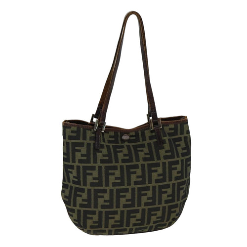 FENDI Zucca Canvas Hand Bag Black Brownbs14970