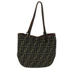 FENDI Zucca Canvas Hand Bag Black Brownbs14970
