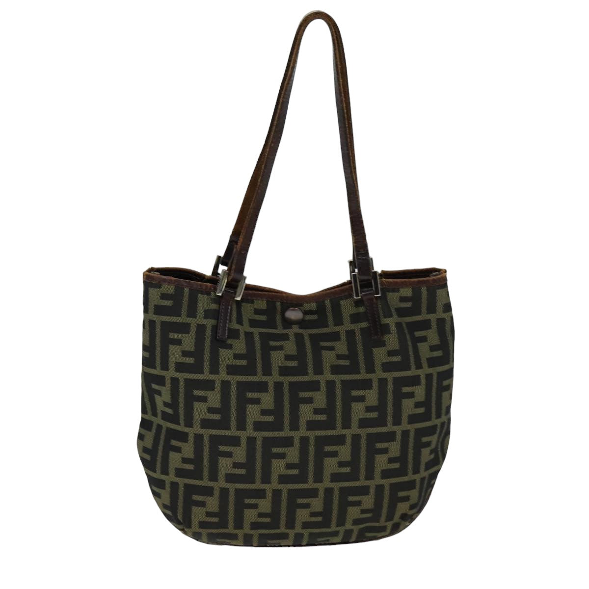 FENDI Zucca Canvas Hand Bag Black Brownbs14970