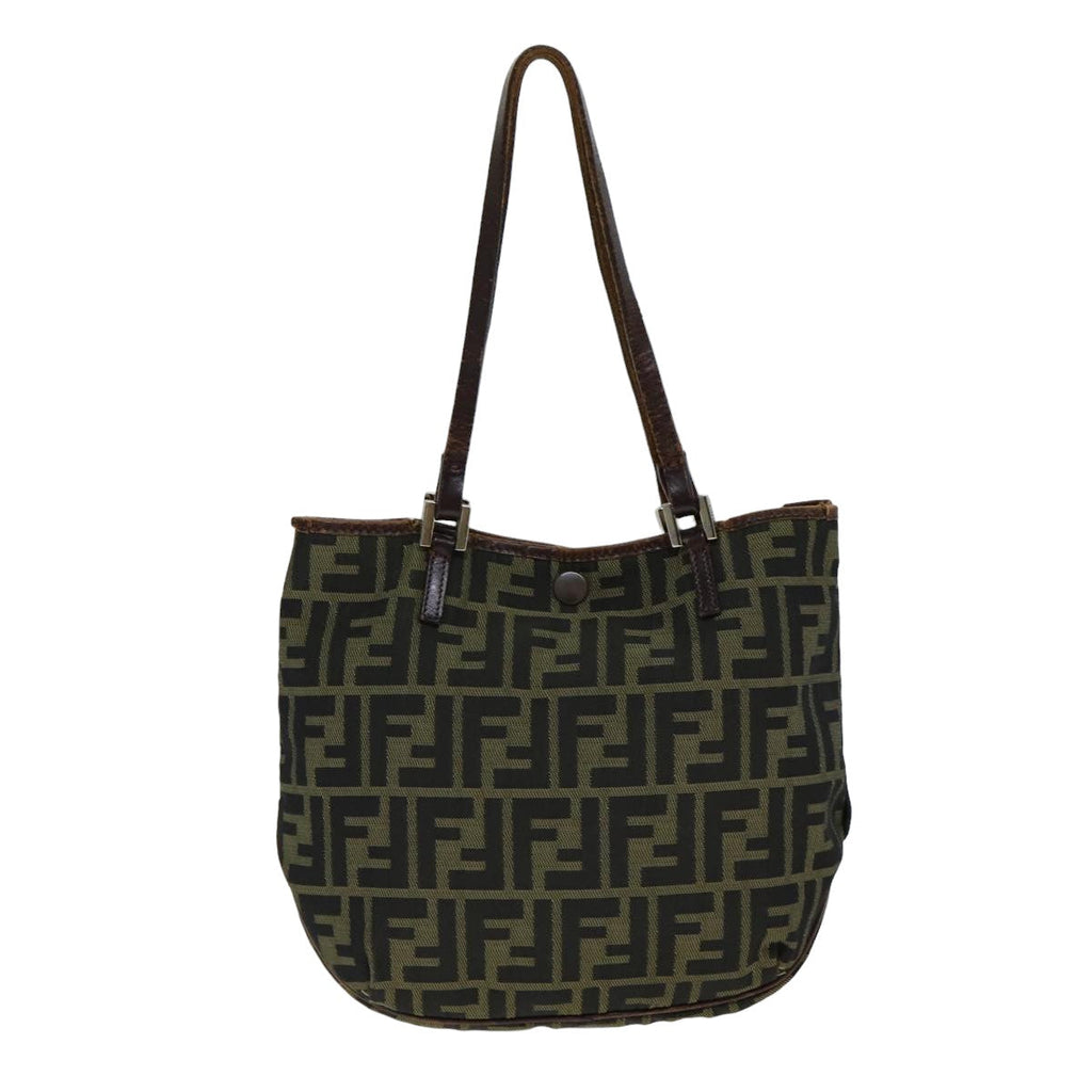 FENDI Zucca Canvas Hand Bag Black Brownbs14970