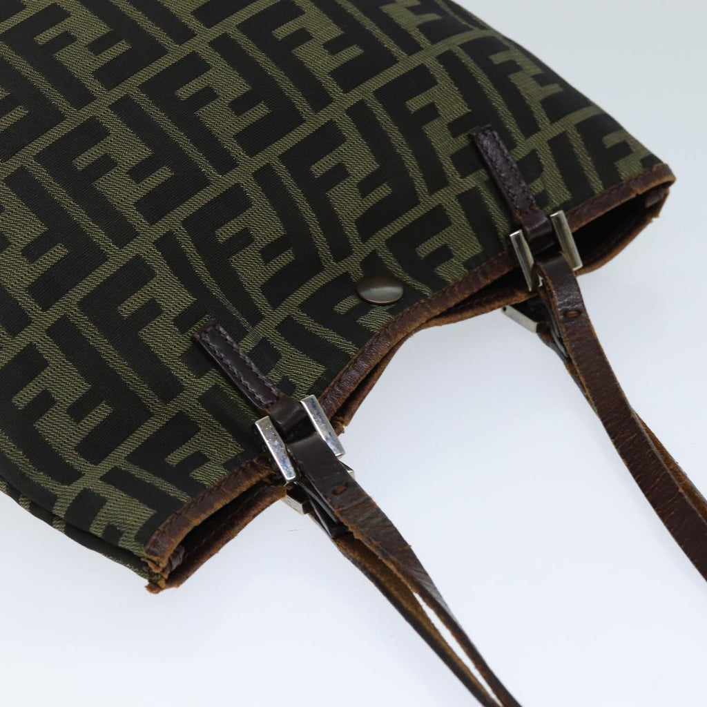 FENDI Zucca Canvas Hand Bag Black Brownbs14970
