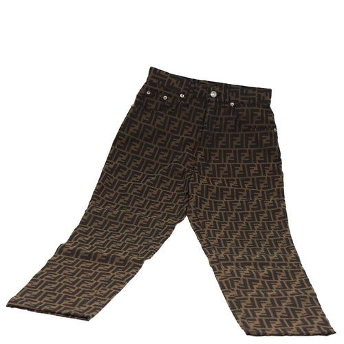 FENDI Zucca Canvas Pants Black Brownbs15018