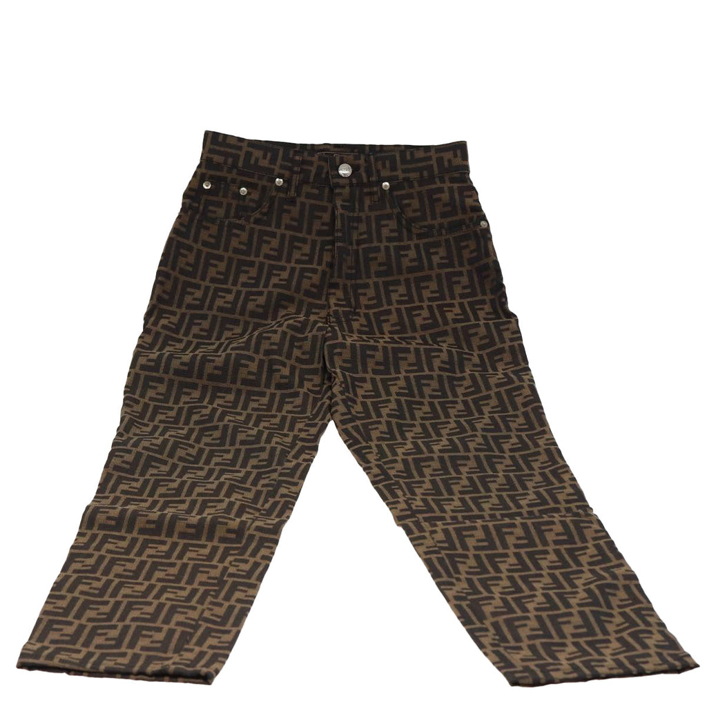 FENDI Zucca Canvas Pants Black Brownbs15018