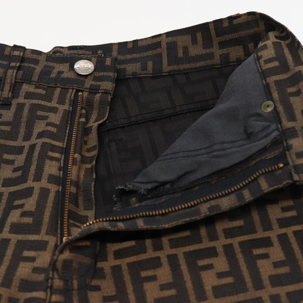FENDI Zucca Canvas Pants Black Brownbs15018