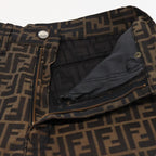 FENDI Zucca Canvas Pants Black Brownbs15018