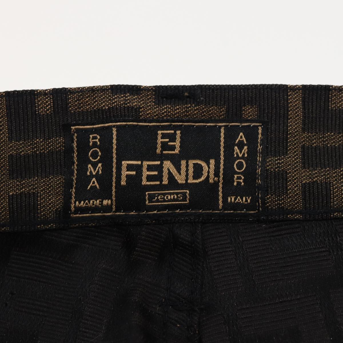 FENDI Zucca Canvas Pants Black Brownbs15018