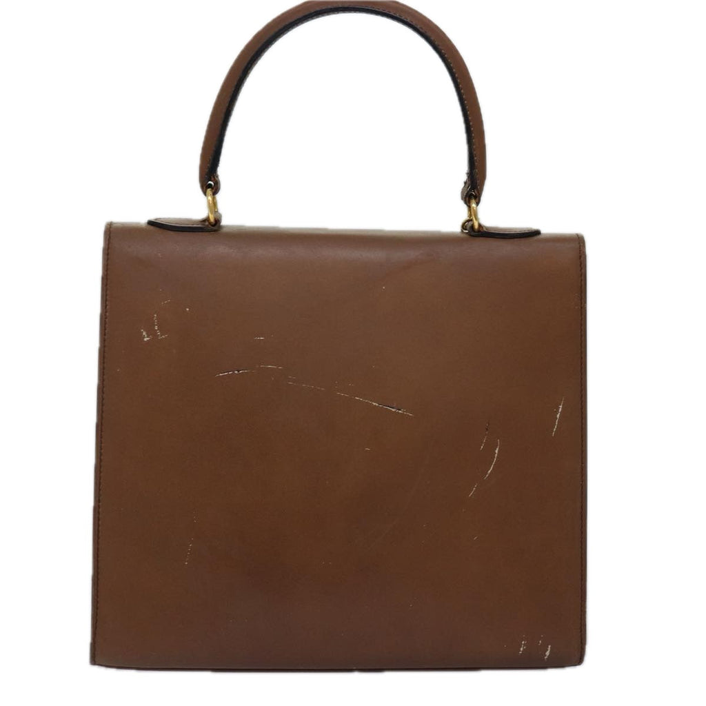 CELINE Hand Bag Leather Brown  15080