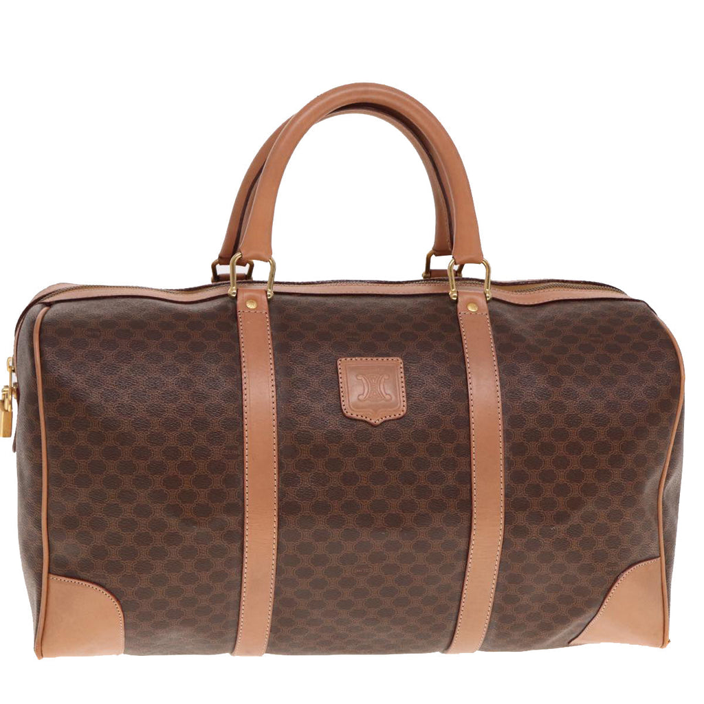 CELINE Macadam Canvas Boston Bag PVC Leather Brown  15177