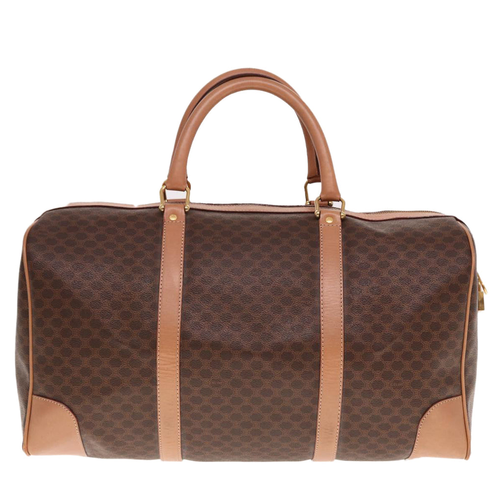 CELINE Macadam Canvas Boston Bag PVC Leather Brown  15177