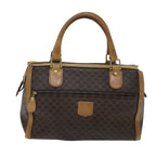 CELINE Macadam Canvas Boston Bag PVC Leather Brown Auth bs15276