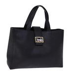 CELINE Hand Bag Leather Black  15278