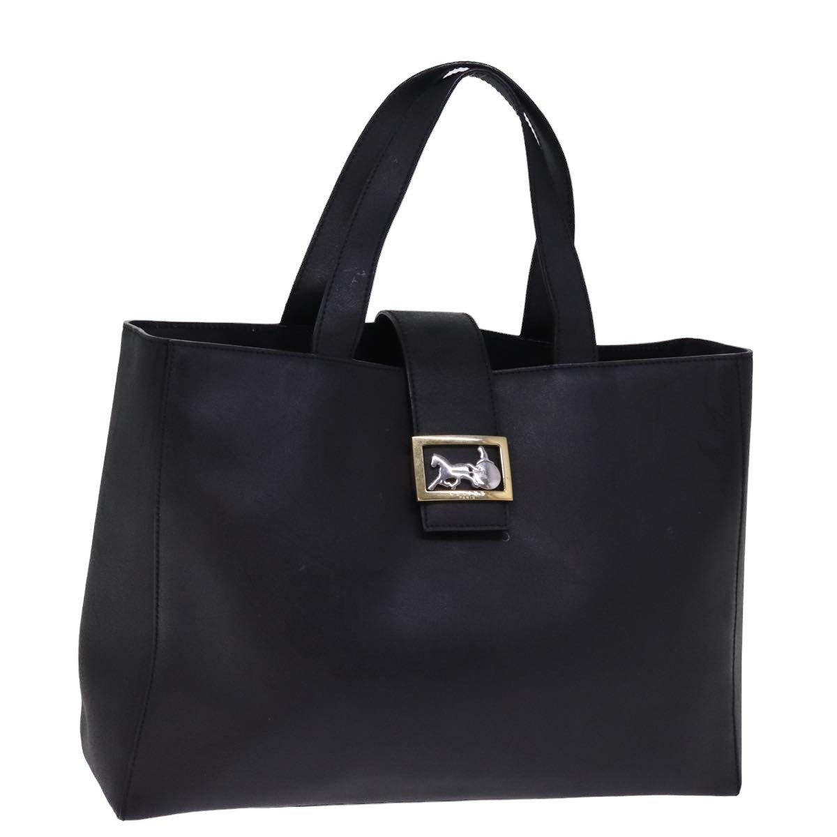 CELINE Hand Bag Leather Black  15278