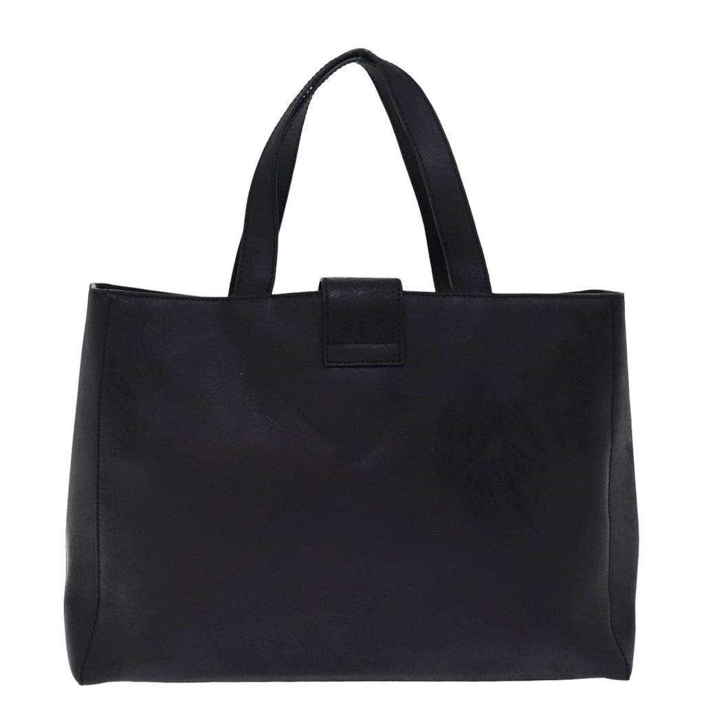 CELINE Hand Bag Leather Black  15278