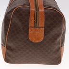 CELINE Macadam Canvas Boston Bag PVC Leather Brown Auth bs15281