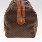 CELINE Macadam Canvas Boston Bag PVC Leather Brown Auth bs15281