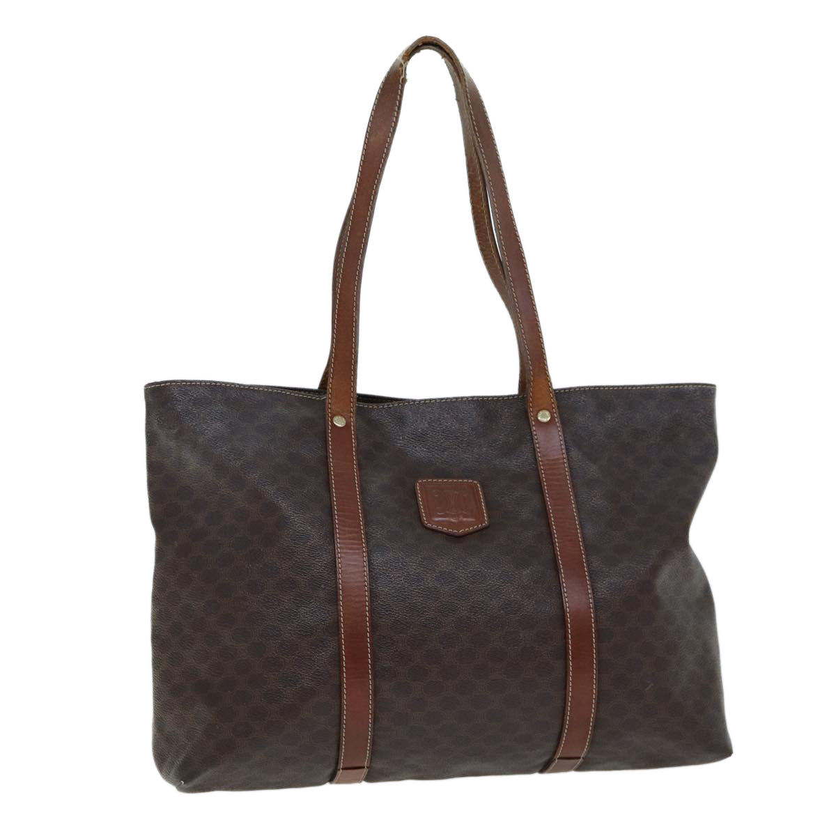 CELINE Macadam Canvas Tote Bag PVC Leather Brown  15311