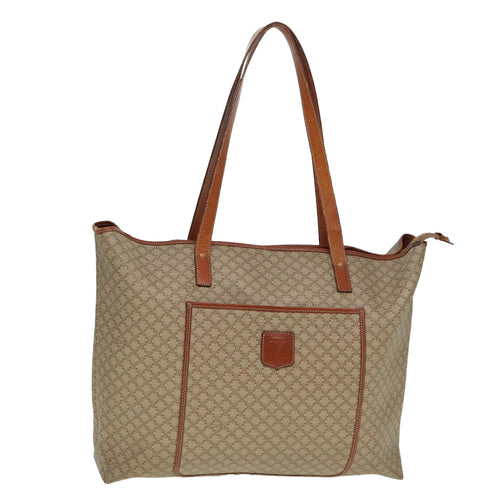 CELINE Macadam Canvas Tote Bag Leather Beige Brown  15313