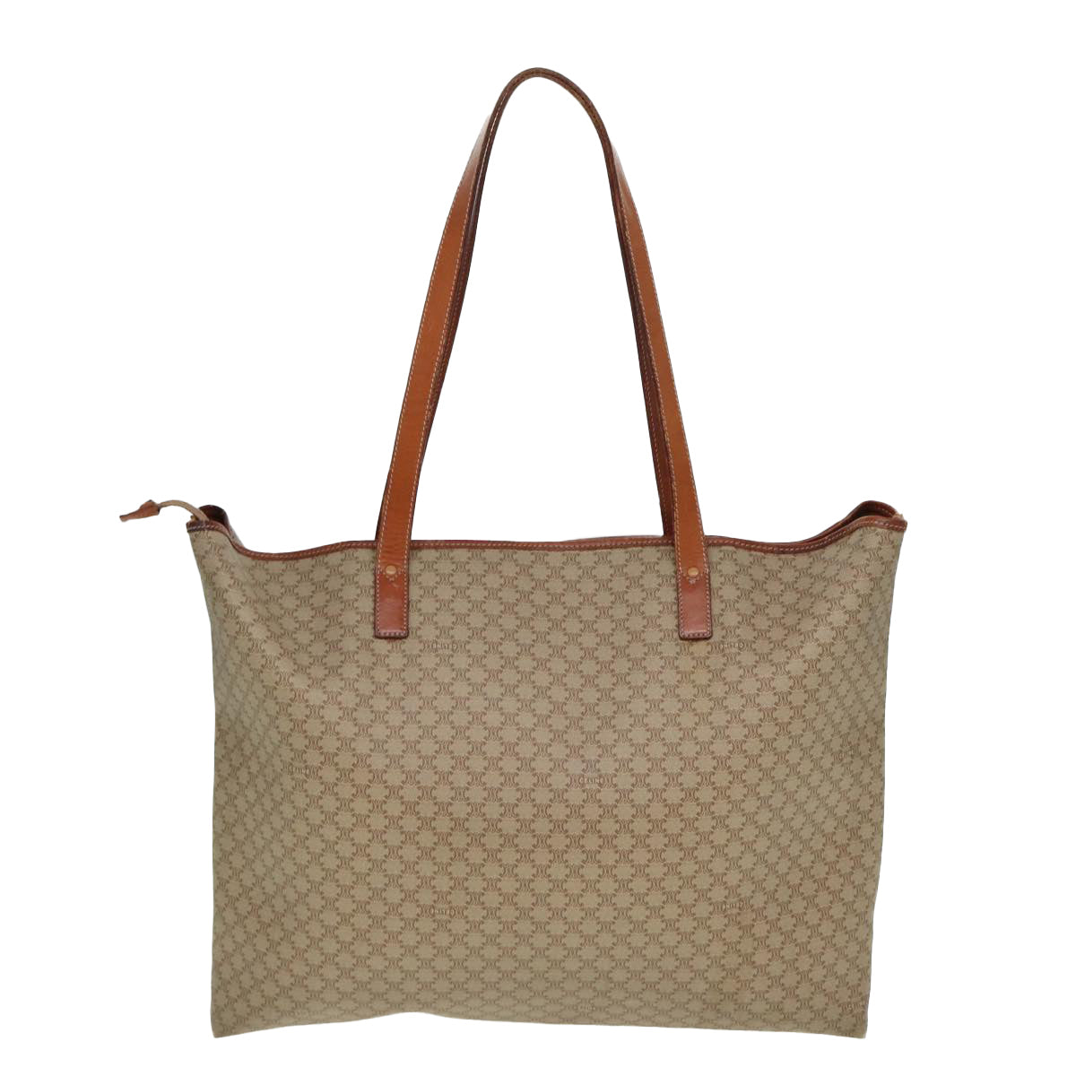 CELINE Macadam Canvas Tote Bag Leather Beige Brown  15313