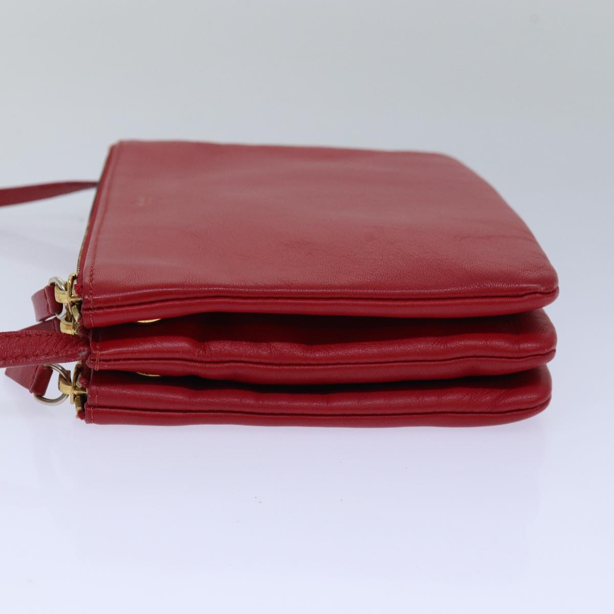 CELINE Trio Small Shoulder Bag Leather Red  15431