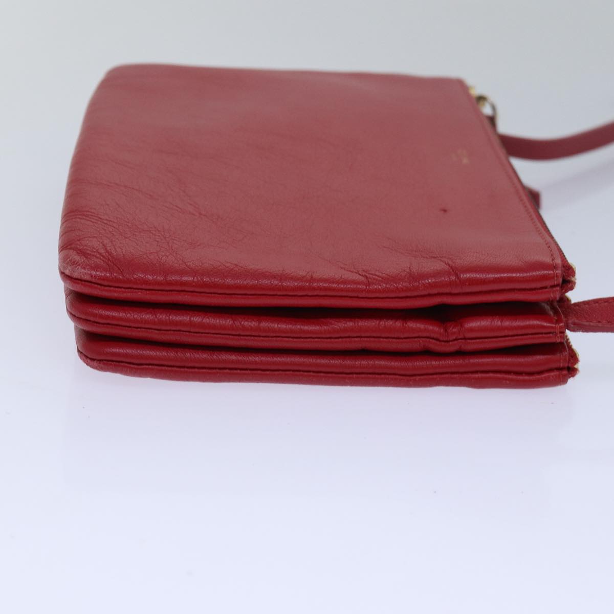 CELINE Trio Small Shoulder Bag Leather Red  15431
