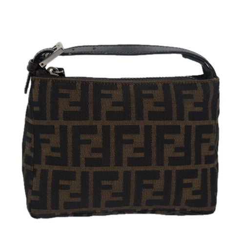 FENDI Zucca Canvas Hand Bag Brown Blackbs15445